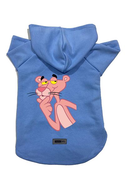 Monopetz Hooded Fleece Sweatshirt Dog And Cat Outfit & Dress - Blue Pink Panther