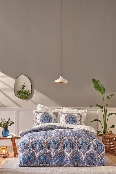 Karaca Home Комплект завивка за двоен юрган Karaca Home Maisha, син, 100% памук