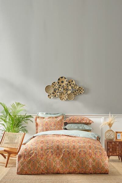 Karaca Home Σετ παπλωματοθήκη Karaca Home Evan Tile Διπλό 100% βαμβακερό σατέν