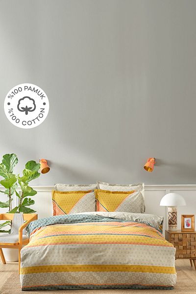 Karaca Home Karaca Home Selena Muștar Dublu 100% Bumbac Set Husă Pilomă