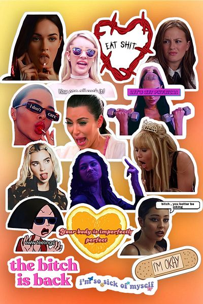 Namgo مجموعة ملصقات للكمبيوتر المحمول والكمبيوتر المحمول Girl Power Euphoria Dua Lipa Miley Kardashian Meme مكونة من 16 قطعة
