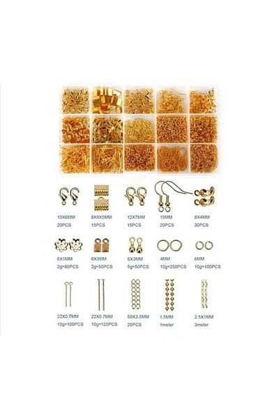 yiğit aksesuar 870 Pieces Gold Earrings Necklace Bracelet Jewelry Making Set