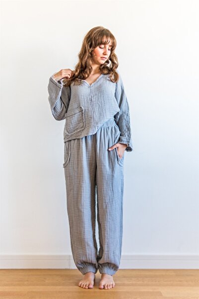 Zeliha Baysan Gray Unisex Muslin Elastic Jogger Pants