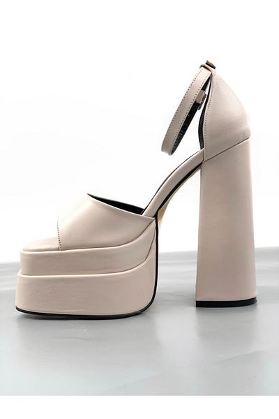 Les Passent Pantofi sandale cu platformă dublă înaltă Zoon Beige Skin
