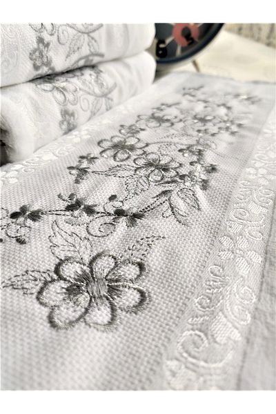 Z&N STYLE Η μαμά μου 50x90 εκ. Σετ πετσετών πολυτελείας με κέντημα σταυροβελονιάς Jacquard Metallic Look (ΣΕΤ 3)