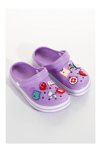 OZYO Samesa Purple Flat Clogs with Accessories Sabo Doctor Nurse Hospital Eva Summer Beach - Daily Slippers