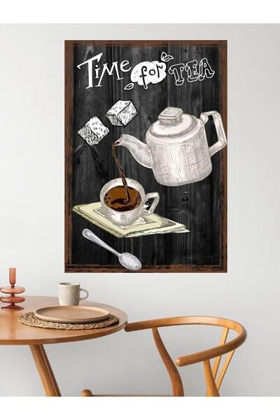 kutuTR Dekorize Mdf Tablo - Time For Tea - Çay Zamanı - Duvar Dekoru