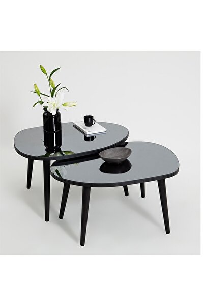 NEOstill - Gusto Siyah Sehpa 2li Set / Füme Aynalı