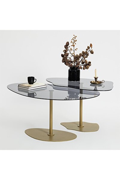 NEOstill - Dior & Porto Sehpa Seti / Füme & Gold