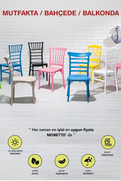 MOBETTO Mutfak Sandalyesi 4 Adet  Beyaz