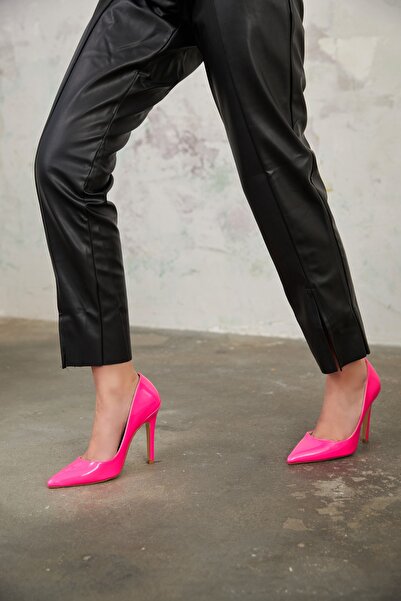 AYAKKABI PRENSİ 153 Φούξια λουστρίνι 10 εκ. Γυναικείο στιλέτο, παπούτσια με τ...