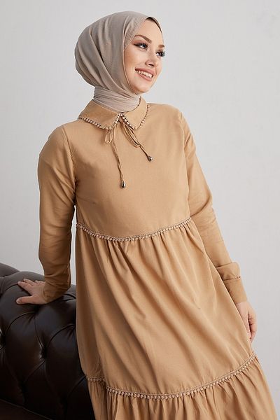 InStyle Rochie Hijab Lejer Legată pentru Bebeluş Lesina - Bej