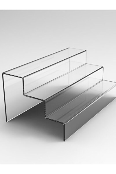 CANNAS Pleksi Şeffaf Merdiven Sergileme Standı 3 Kademeli 55 Cm