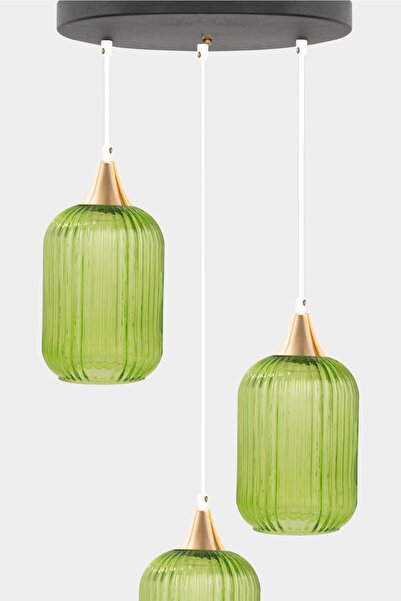 MINIMAL ETICARET VE BILGI TEKNOLOJILERI Lotus Forest Green Plafonyer Cam Avize