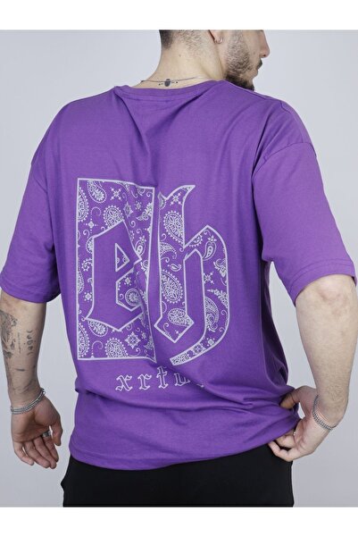 ORLONTEX Μπλουζάκι Unisex Purple Eh Back Printed Oversize