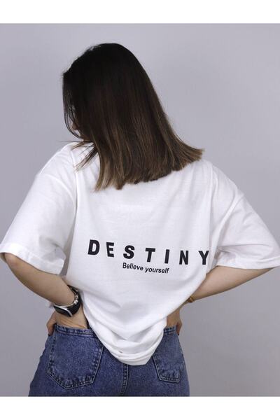 ORLONTEX Γυναικείο μπλουζάκι Oversize με στάμπα με λευκό Destiny