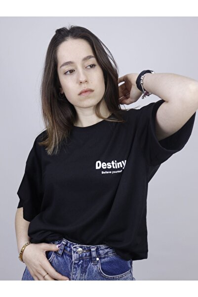 ORLONTEX Tricou oversize cu imprimeu Black Destiny pentru damă