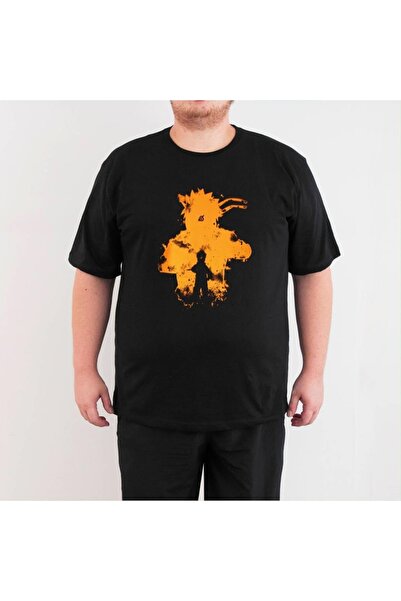 Bant Giyim Large Size Men's Black Naruto Kyuubi T-Shirt