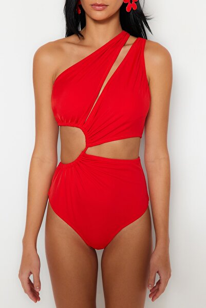 Trendyol Collection Roter One-Shoulder-Tunnel-Mayokini TBESS23MA00206