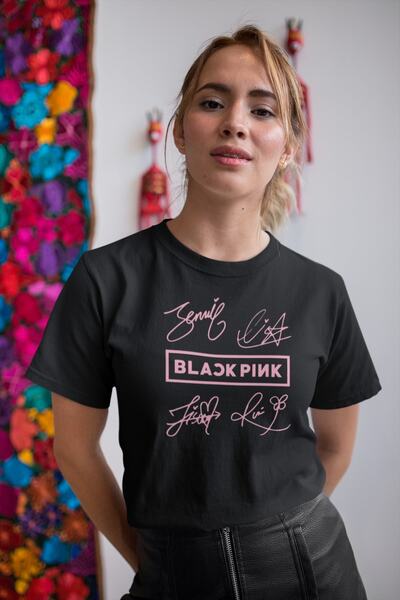 Clicks Blackpink Imzalı Baskılı T-shirt