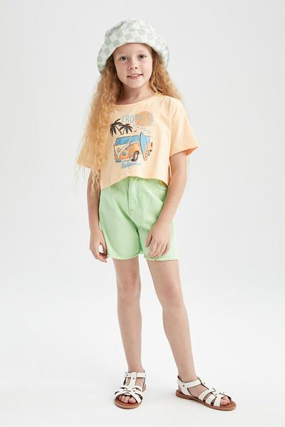 DeFacto Girl's Printed Touch Light Short Sleeve T-Shirt