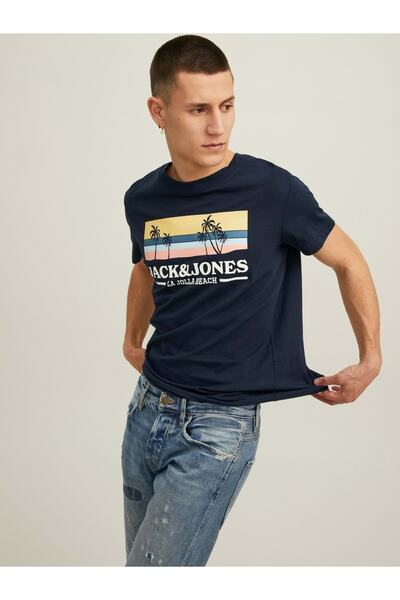 Jack & Jones Jack Jones 12210121 Tricou cu imprimeu Palm Ca - Bleumarin - L - St04804-albastru închis-l