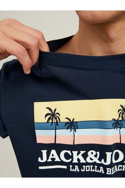 Jack & Jones Jack Jones 12210121 Tricou cu imprimeu Palm Ca - Bleumarin - L - St04804-albastru închis-l