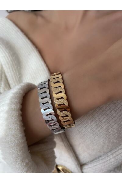 İNN JEWELLERY سوار من الفولاذ باللون الفضي (ذهبي)