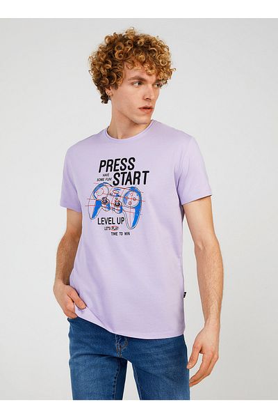 The Crow Lilac Men's T-shirt - Crew Neck, Printed Tc7123