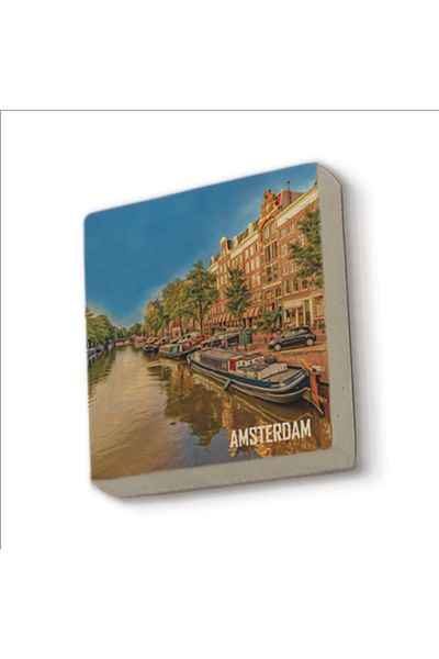 BAKSEPETE Amsterdam Visual Printed Natural Stone Magnetkrg-015 Refrigerator Ornament