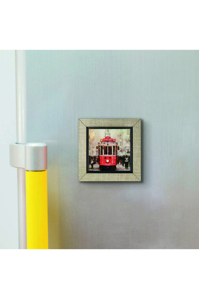 Sadrazam Nostalgic Tram Printed MDF Magnetkrt-047 Refrigerator Ornament
