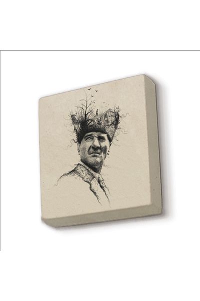 BAKSEPETE Atatürk Printed Natural Stone Magnetkrt-105 Refrigerator Ornament