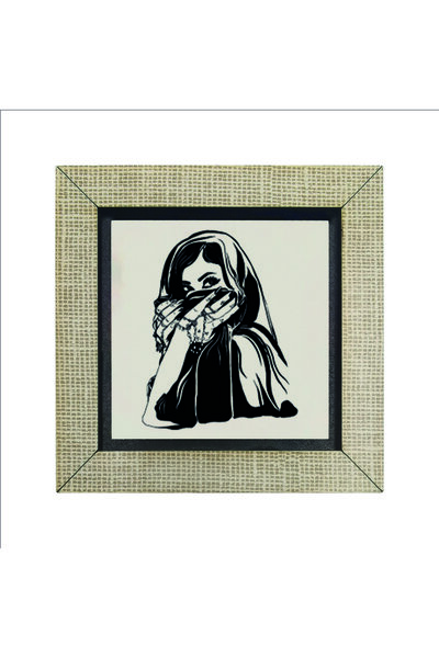 Sadrazam Veiled Women's Drawing Printed MDF Magnetkrg-090 Refrigerator Ornament