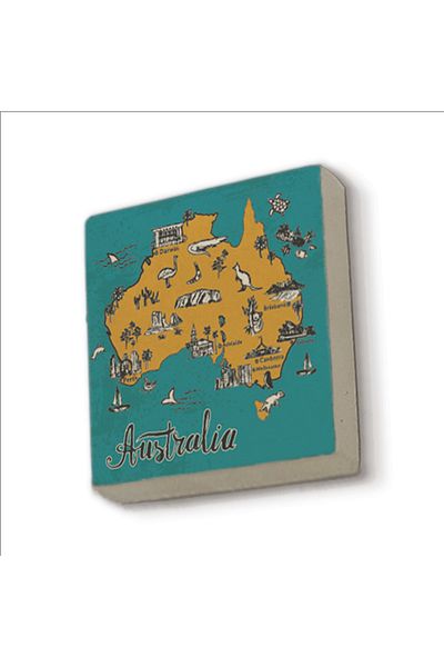 BAKSEPETE Magnetkrg-065 Ornament pentru frigider cu simboluri australiene imprimate din piatră naturală