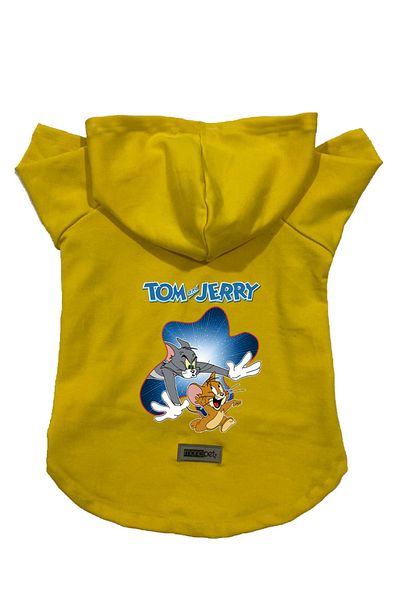 Monopetz Hooded Fleece Sweatshirt Dog And Cat Outfit & Dress - Yellow New Tom And Jerry