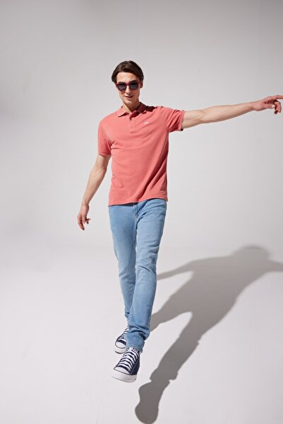 Lee Regular Fit Normal Cut Polo Neck Coral T-Shirt