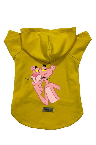 Monopetz Hooded Fleece Sweatshirt Dog And Cat Outfit & Dress - Yellow Pink Panther