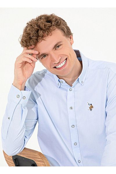 U.S. Polo Assn. Cămașă de bază din bumbac slim fit din țesătură Oxford cu nasturi pe guler
