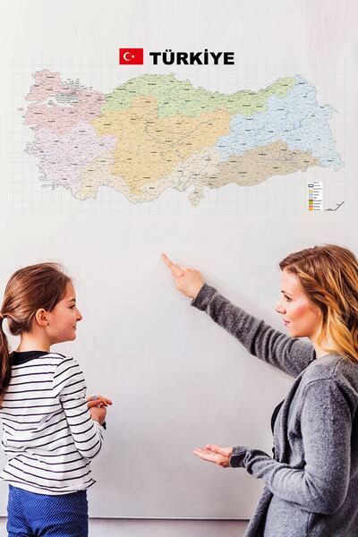 Tutunabilir Kağıt Türkiye Il Ilçe Haritası Yazı Tahtası Akıllı Kağıt Tahta Ka...