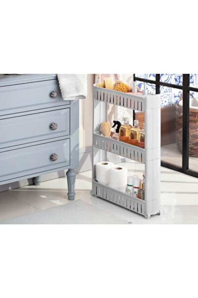 Vip Home Concept 3 Katlı Plastik Banyo Mutfak Rafı Tekerlekli Organizer Düzen...
