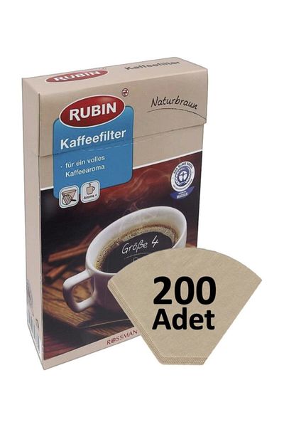 Rubin Coffee Filter Number 4 Large Size Natural Paper 200 Pieces