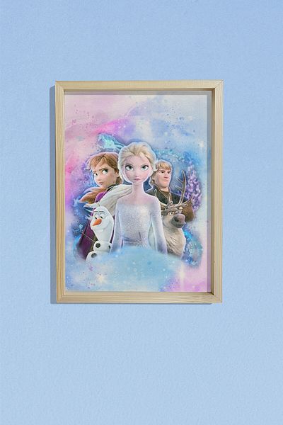 Dekor Loft Pictură murală pentru cameră pentru copii unisex cu cadru de pin natural