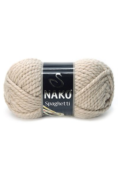 NAKO Spaghetti 23116 Beige Hand Knit - Vest & Cardigan Lanyard Scarfs Sweater Beanie Yarn (5 Pcs)