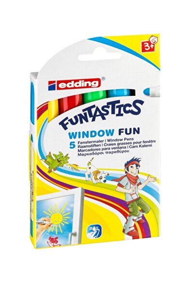Edding Ed16 Funtastics Window Fun قلم زجاجي للأطفال 2-6 مم 5 ألوان