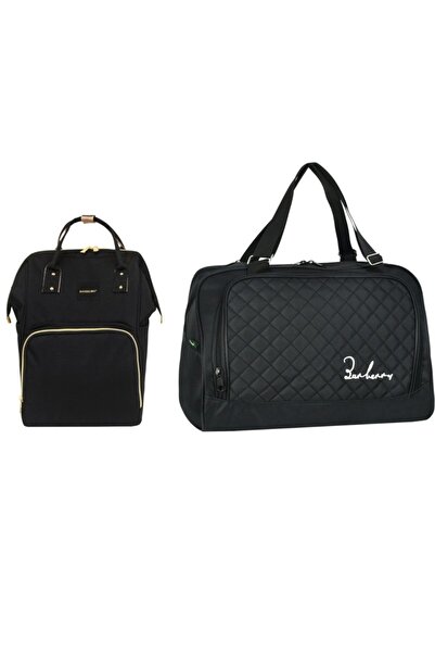 barberri حقيبة ظهر كلاسيكية سوداء اللون من Mother Baby Care وحقيبة يد رياضية/سفر مبطنة صغيرة الحجم