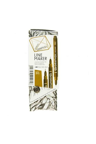 Derwent Graphik Line Maker Technical Drawing and Graphic Pen Set of 3 Sepia