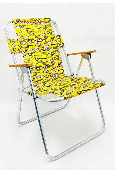 HASTUNÇ Ahşap Kolçaklı Minion Desenli Kamp Sandalyesi