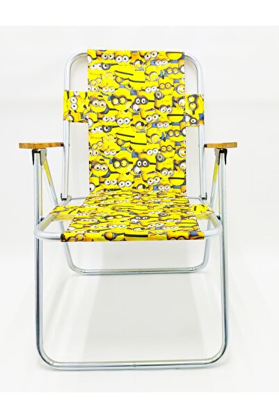 HASTUNÇ Ahşap Kolçaklı Minion Desenli Kamp Sandalyesi