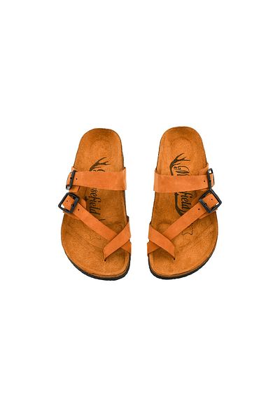 Moosefield Kids Unisex Genuine Leather Tan Children's Slippers