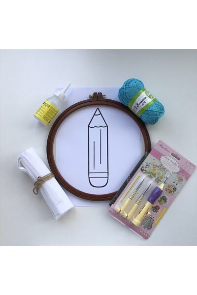 Tahayyüls Tasarım Atölyesi مجموعة أدوات التطريز المبتدئة بالقلم الأزرق